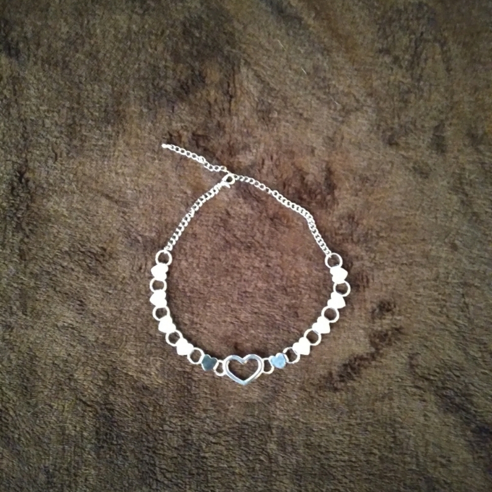 Silver Heart Choker Necklace